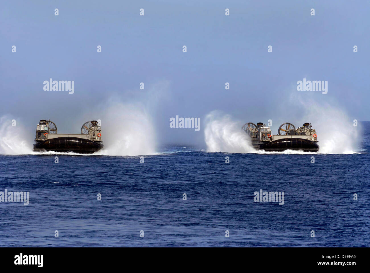 Landing Craft Air Cushion 84 and 87 conduct operations in the U.S. 5th Fleet area of responsibility. Stock Photo