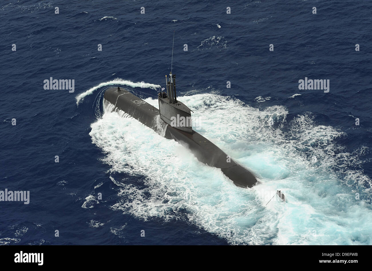Republic of Korea submarine ROKS Lee Eokgi transits on the surface in Pearl Harbor, Hawaii. Stock Photo