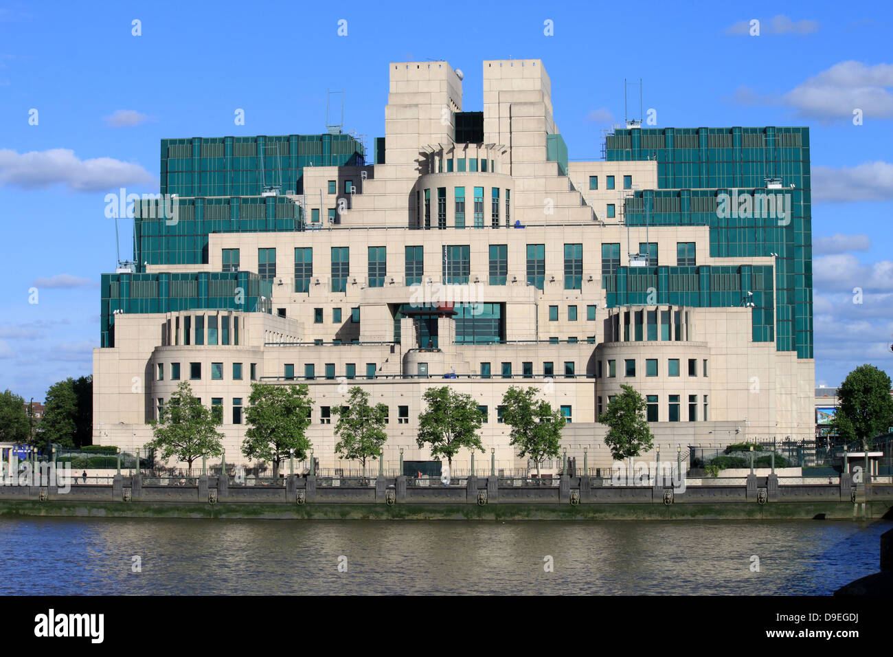 Secret intelligence services building, Vauxhall Cross, Vauxhall, London on south bank of River Thames Stock Photo