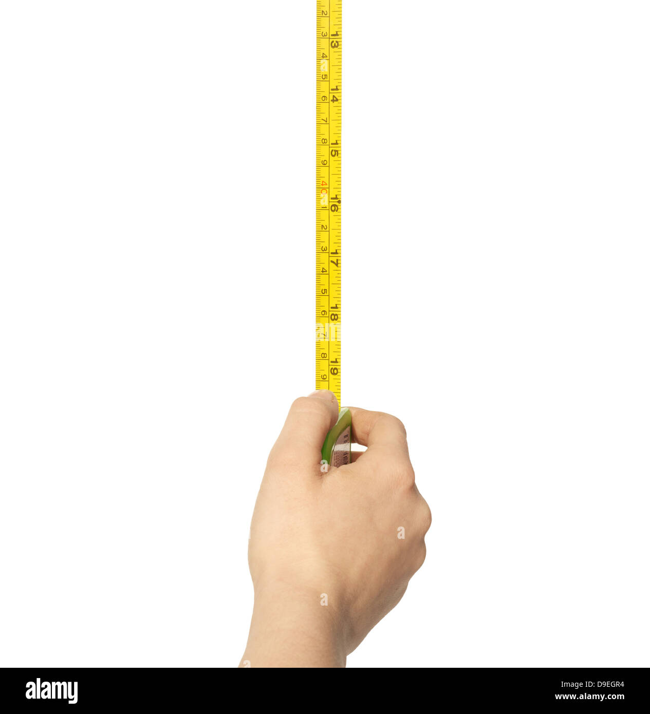 Vertical Tape Measure in Hand measuring tape Stock Photo Alamy