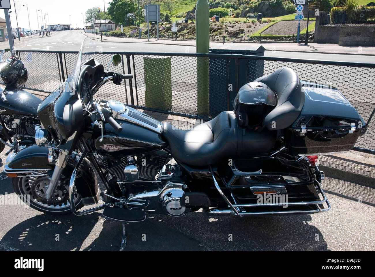 Black Harley Davidson Electra Glide Classic Motorbike Stock Photo