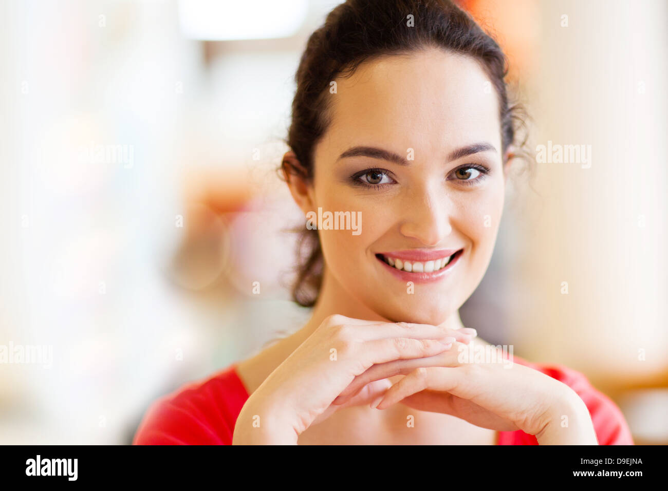 pretty young woman closeup portrait Stock Photo - Alamy