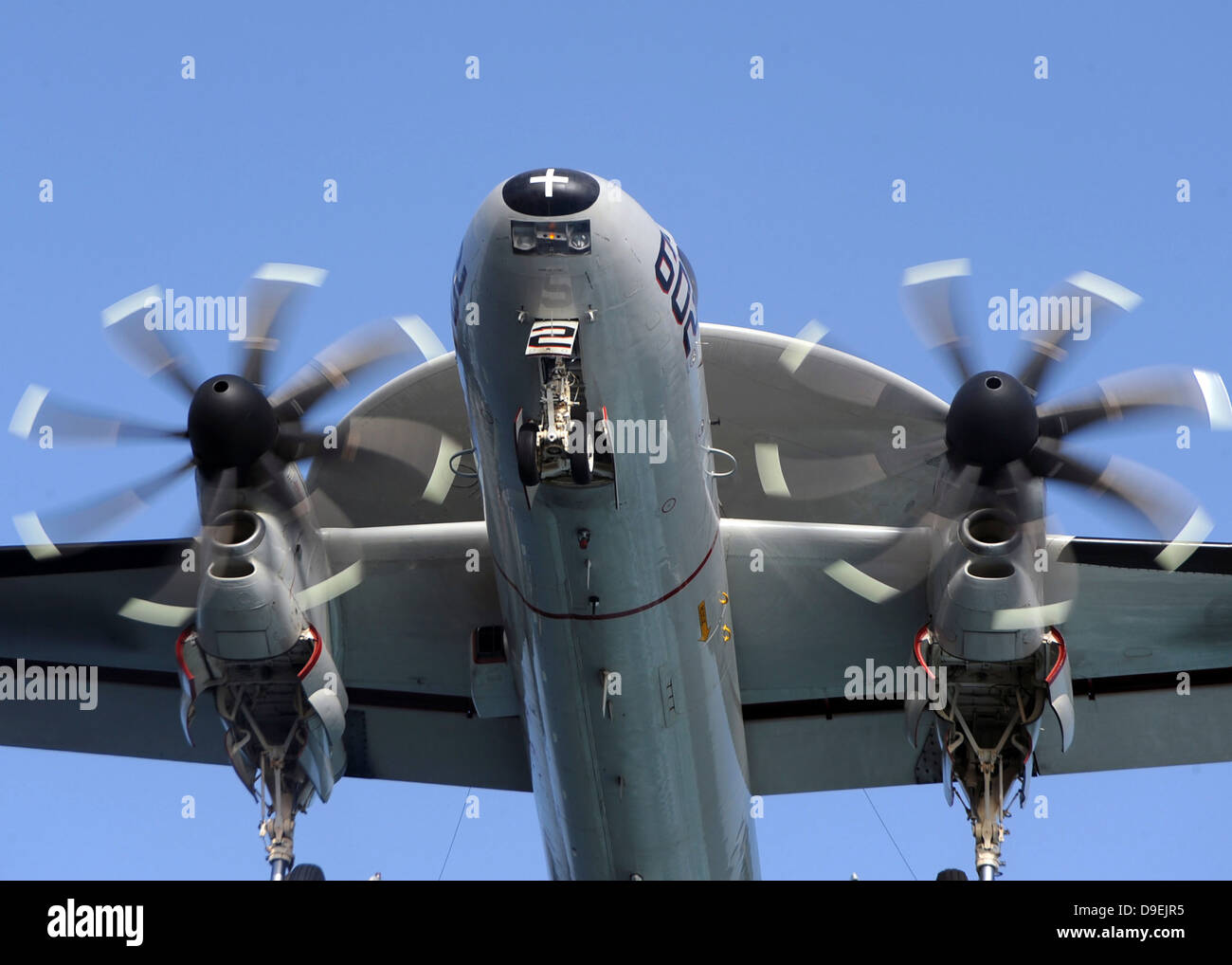 An E-2C Hawkeye prepares for landing. Stock Photo