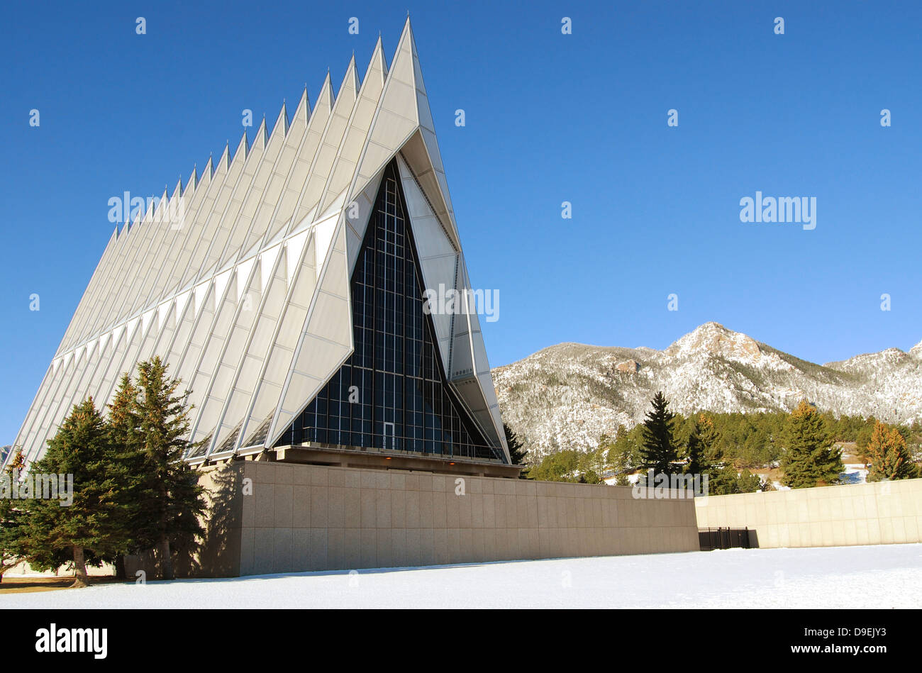 The Cadet Chapel at the U.S. Air Force Academy in Colorado Springs, Colorado. Stock Photo