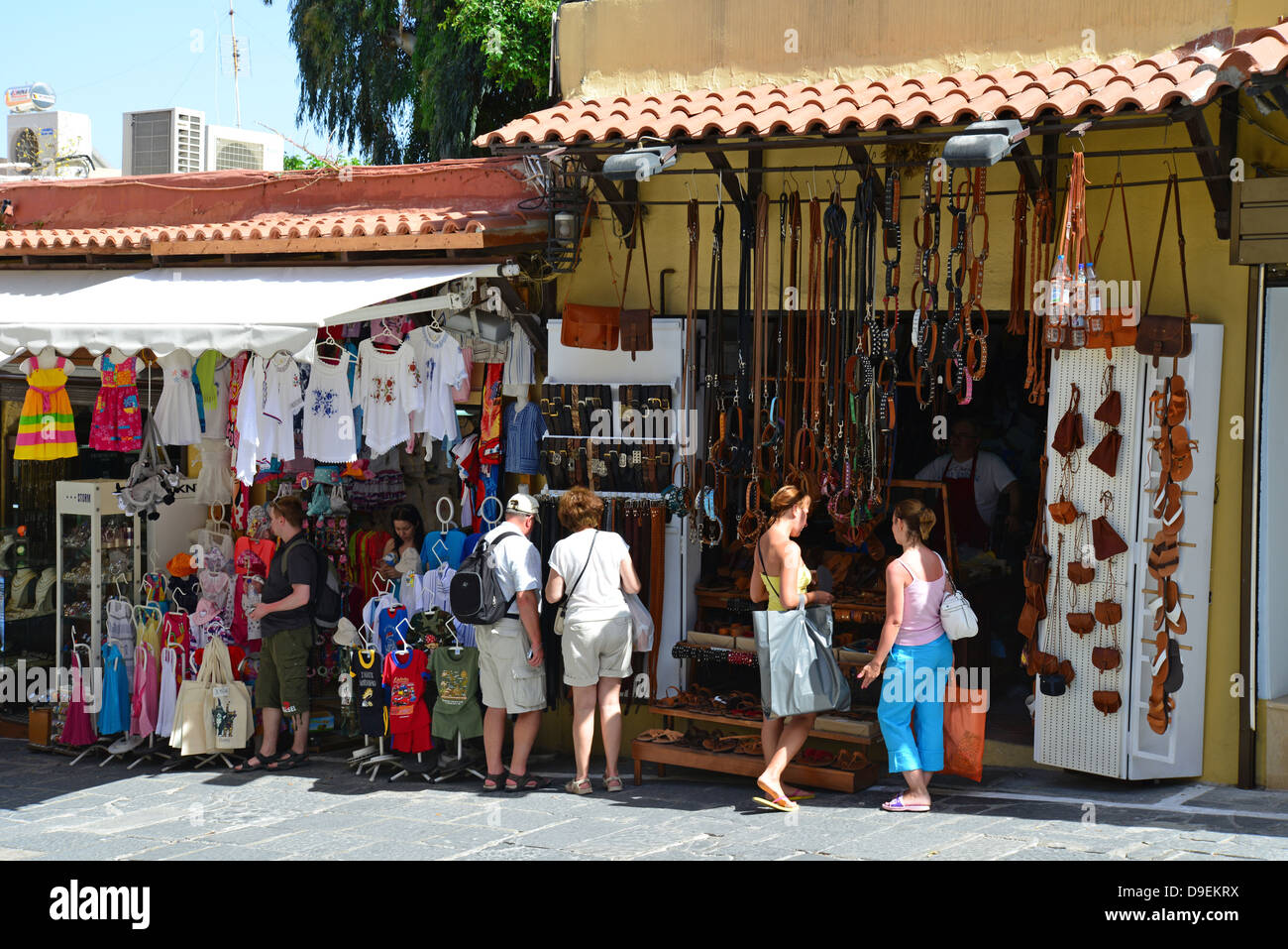 Souvenir shops in Sokratous Street, Old Town, City of Rhodes, Rhodes