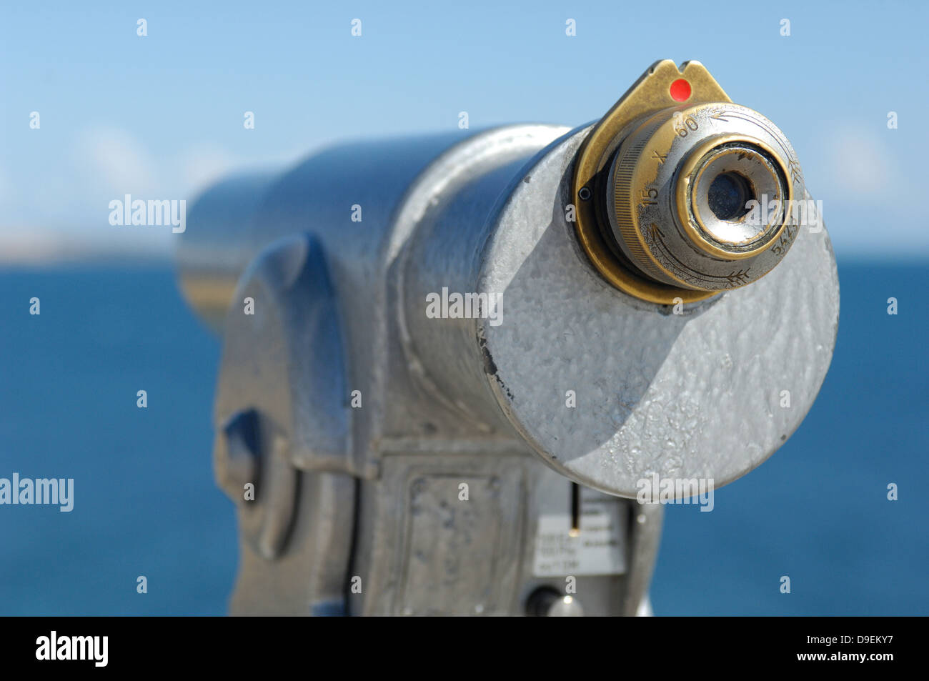 aim aiming sight view lookout view guard Binoculars look recognise Coast Coastguard Coin telescope Control control Distance dist Stock Photo
