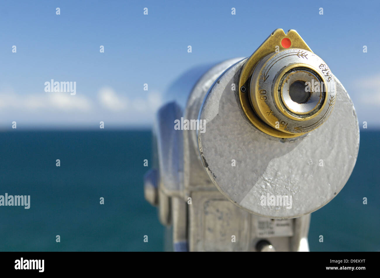 aim aiming sight view lookout view guard Binoculars look recognise Coast Coastguard Coin telescope Control control Distance dist Stock Photo