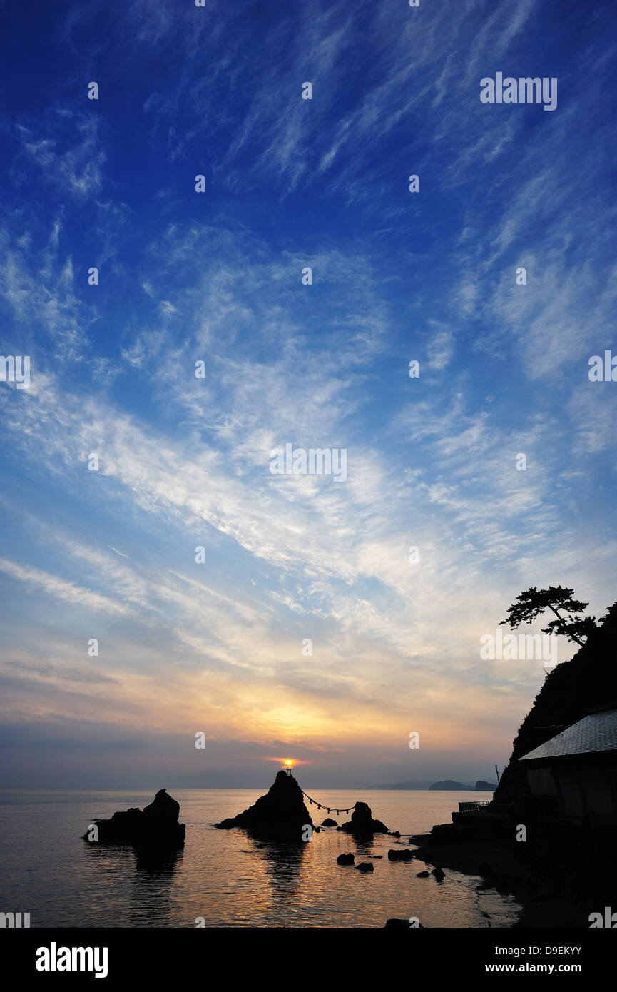Sunrise at Meoto Iwa, Mie Prefecture Stock Photo