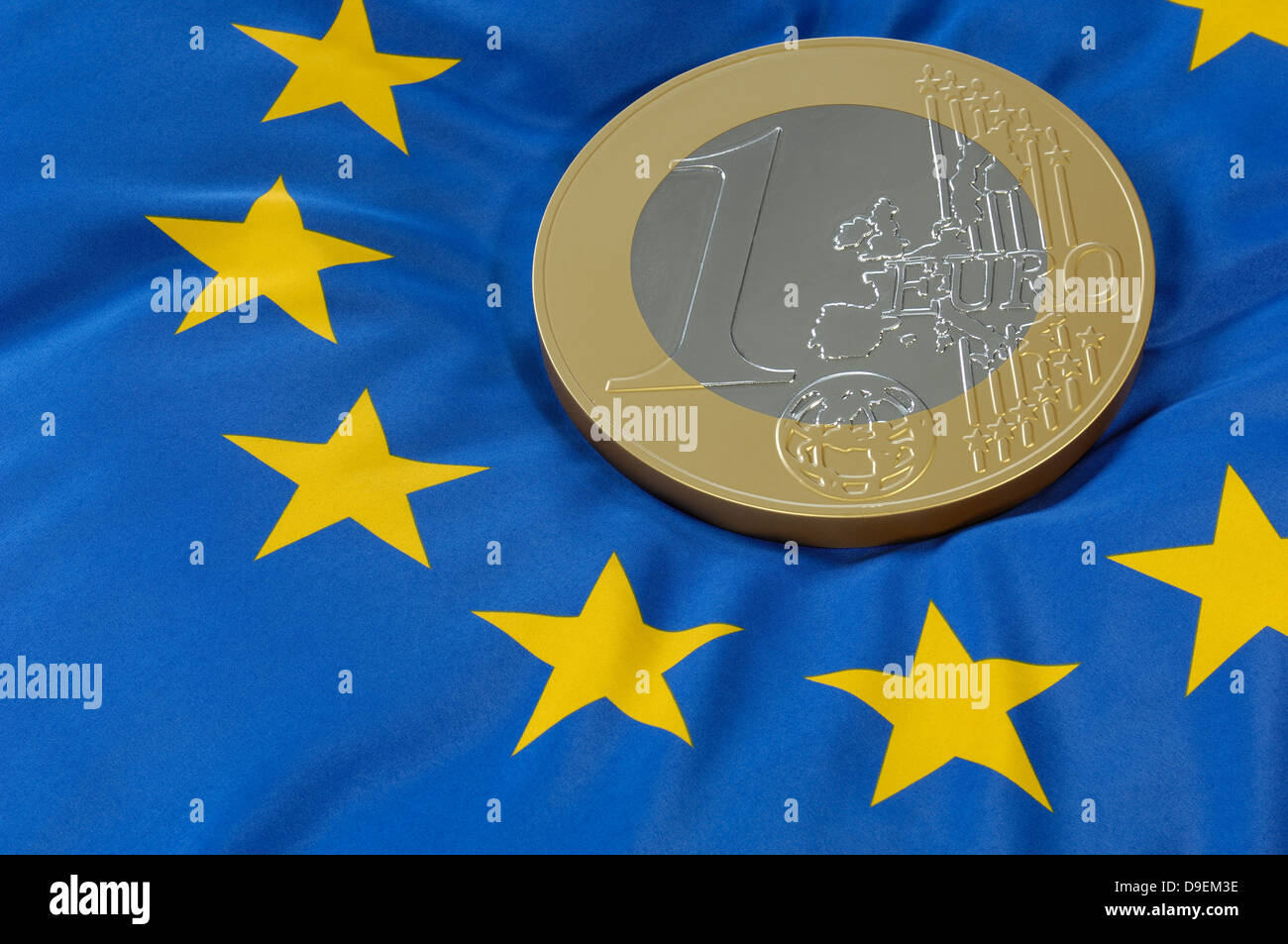 Euro, coin and EEC flag, europe, money, currency Stock Photo