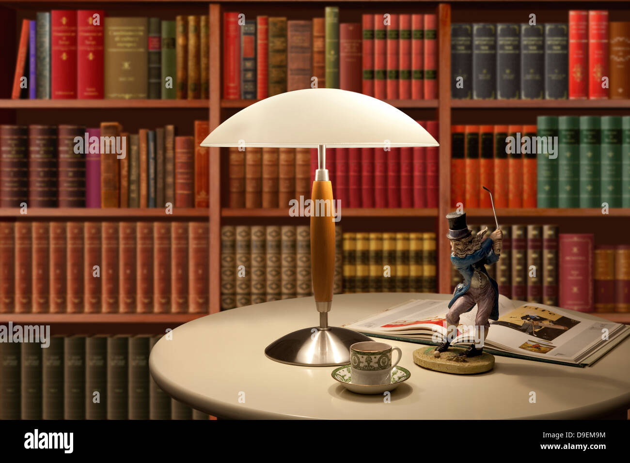 Coffee table and bookshelf Stock Photo Alamy
