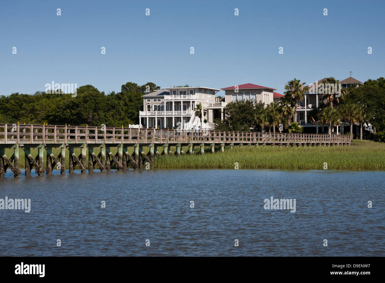 Beautiful homes line the Intracoastal Waterway along the Isle of Palms
