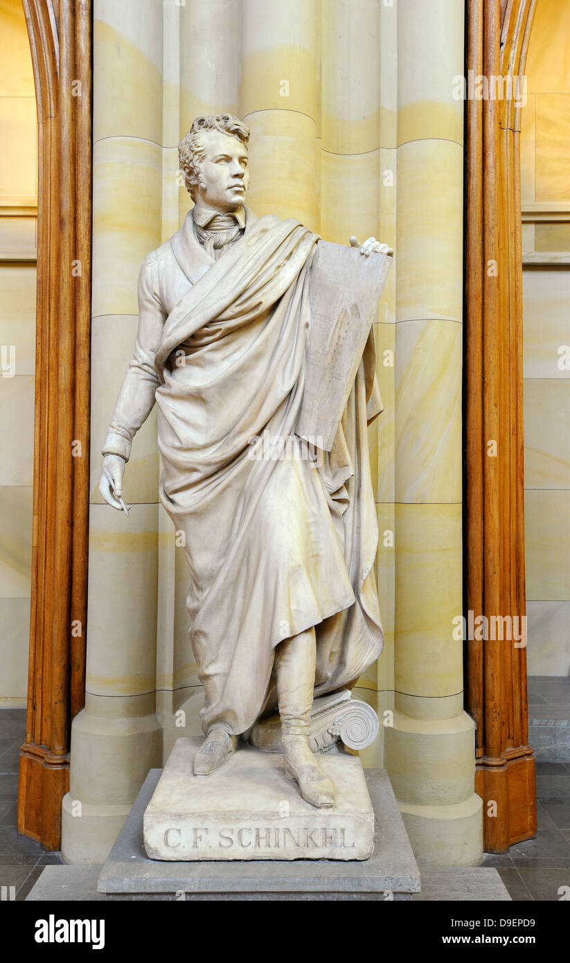 Statue sculpture Karl-Friedrich Schinkel of Christian Friedrich Tieck and Hermann Wittig, inside view Friedrichswerdersche churc Stock Photo