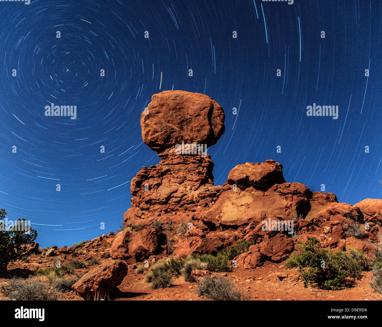 Moab National Park, Time lapse star trails Stock Photo