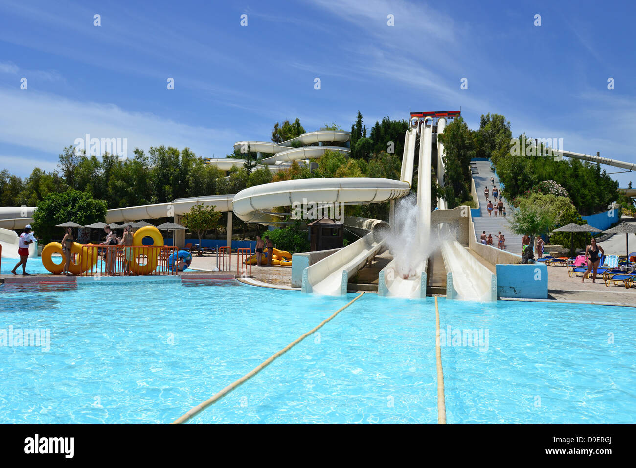 'Slides' at Faliraki Water Park, Faliraki, Rhodes (Rodos), The Stock