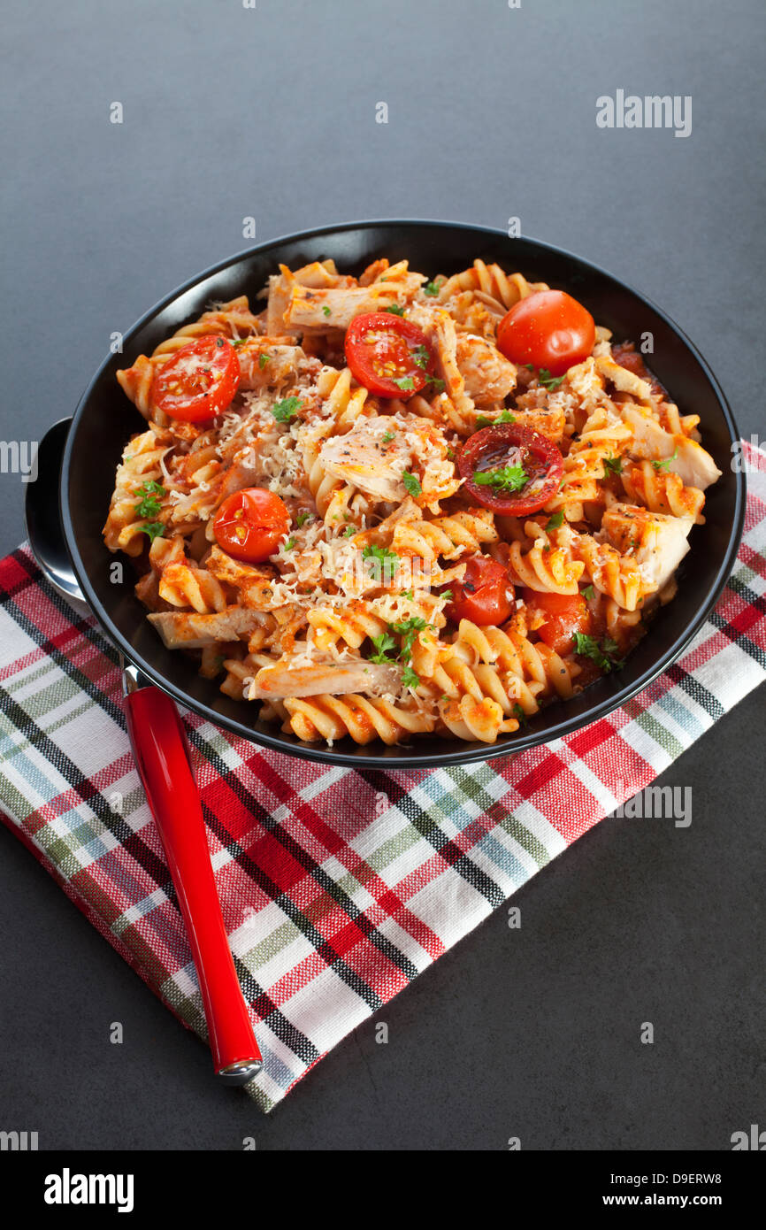 Pasta Bake with Cherry Tomatoes and Tuna an individual serving of