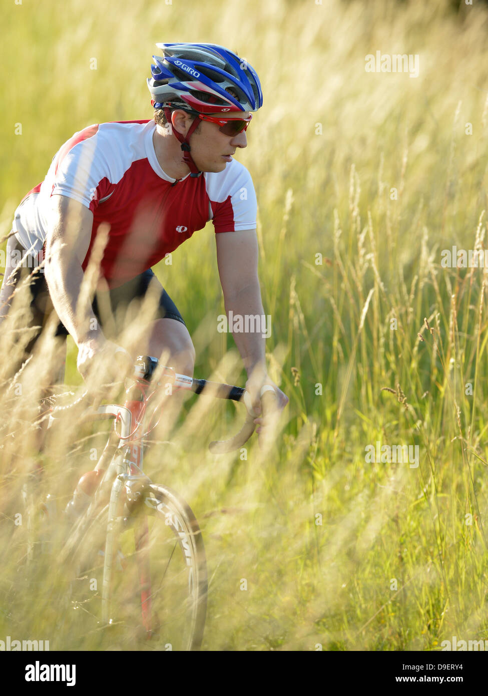 Racing cyclist, professional racing wheel, Waiblingen, Baden-Wurttemberg, Germany, Europe, public reason Stock Photo