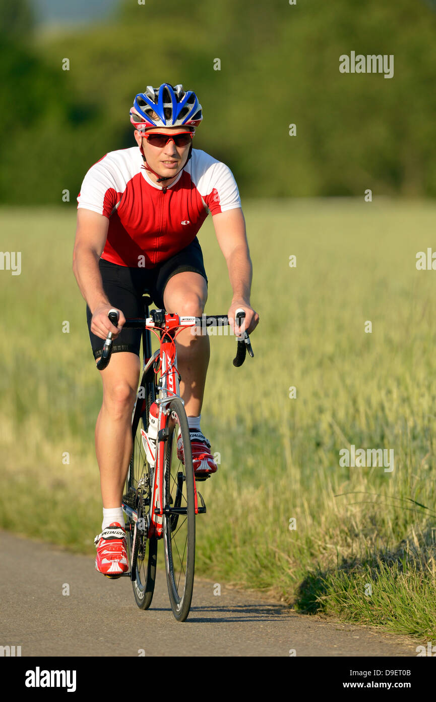 Racing cyclist, professional racing wheel, Waiblingen, Baden-Wurttemberg, Germany, Europe, public reason Stock Photo