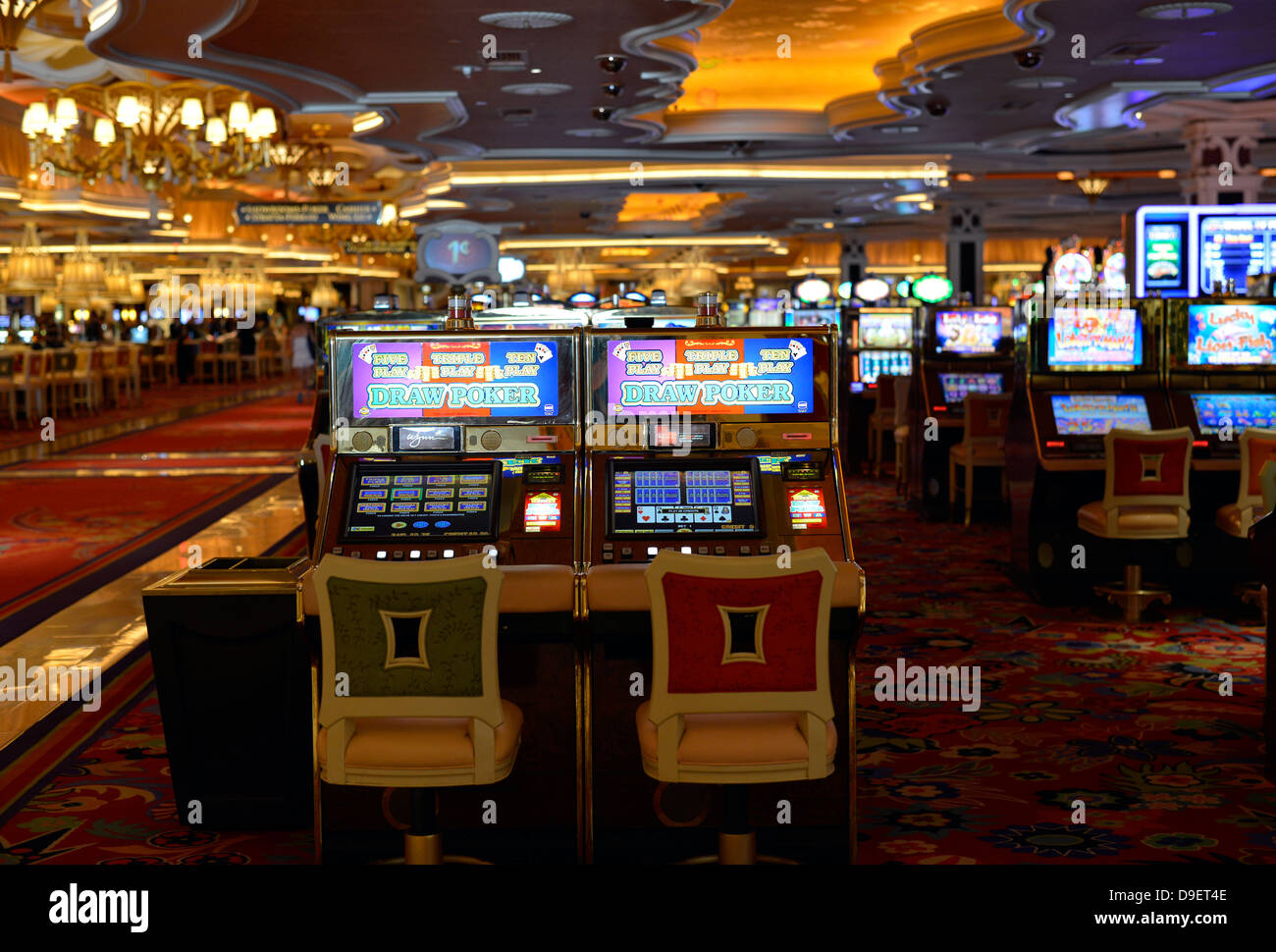 Slot machines, game of chance, one-armed bandits, five-star hotel casino Wynn, Las Vegas, Nevada, the United States of America, Stock Photo