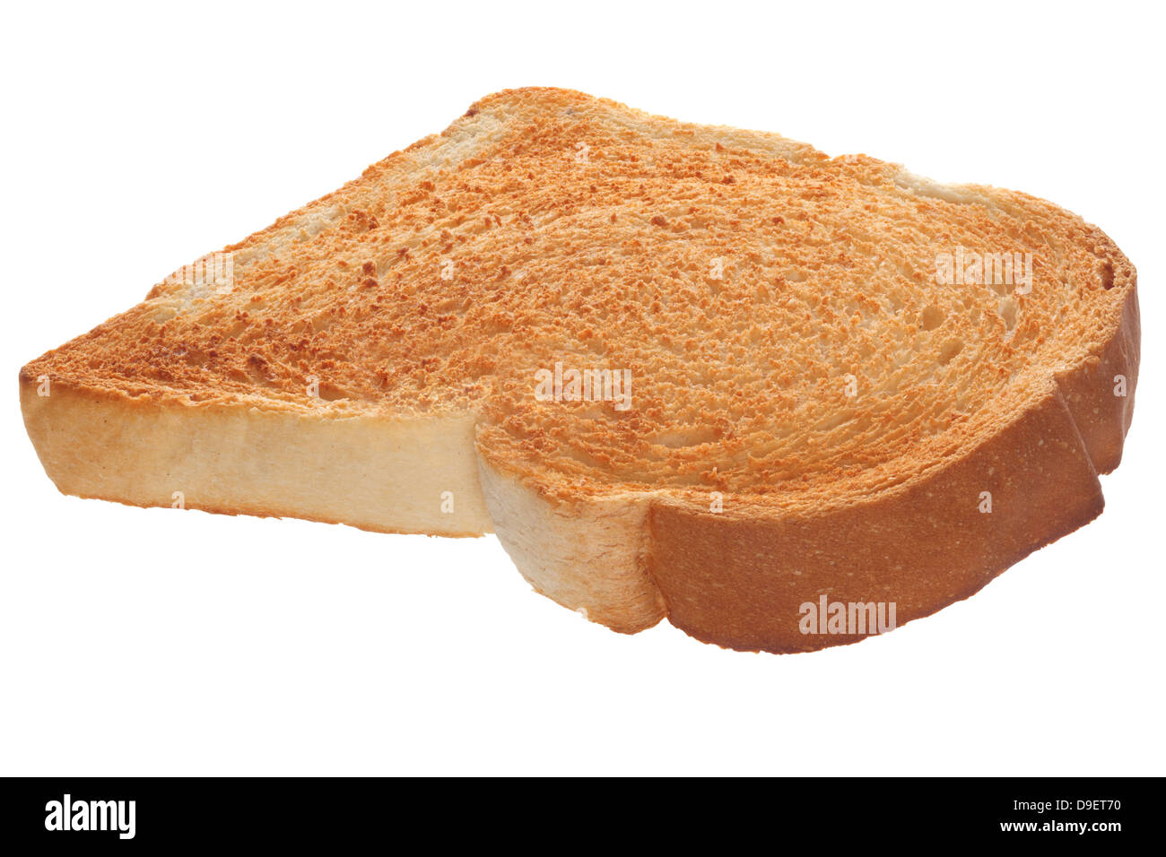 Slice of toast, isolated on white, front to back focus. Stock Photo