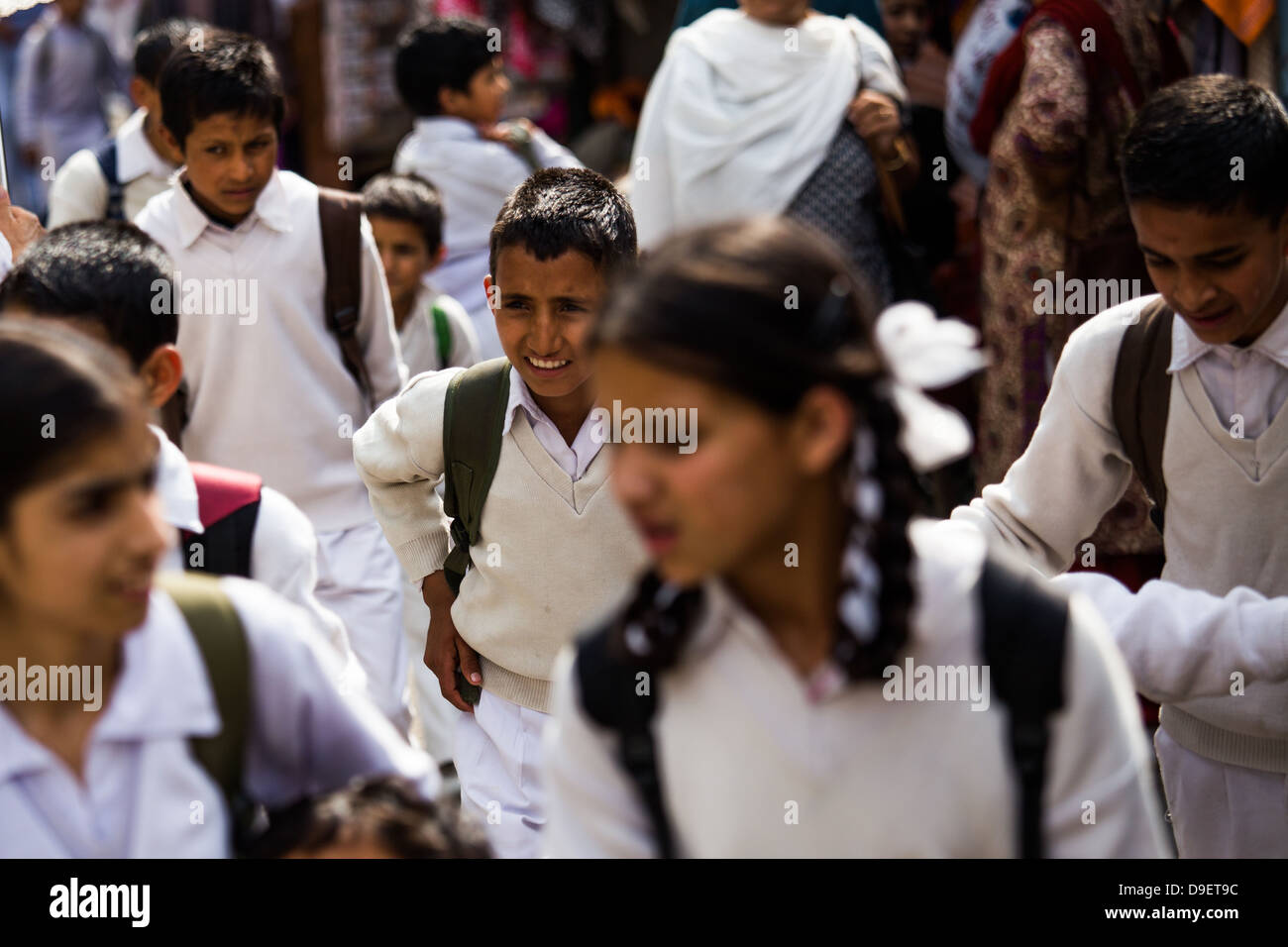 Children on their way to school, Landour, Mussoorie, India Stock Photo