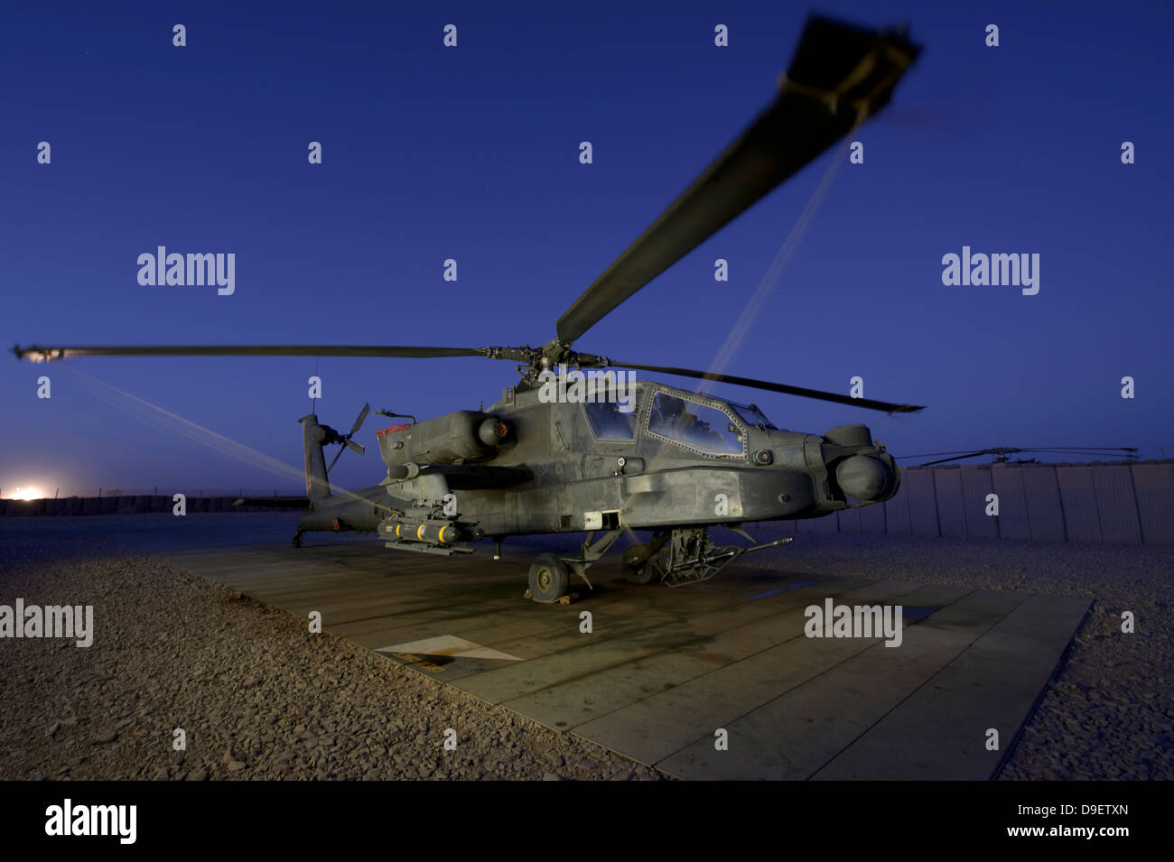 A U.S. Army AH-64D Apache helicopter at Shindand Air Base, Afghanistan. Stock Photo