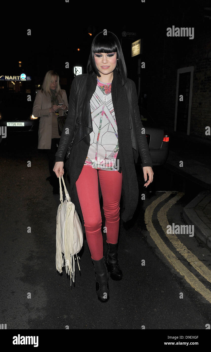 Jessica Cornish, aka Jessie J, takes some time out of her hectic day promoting her new album to enjoy an evening meal with friends. With her recent chart success and list of awards and nominations, she could be forgiven for eating out at a typical expensive West End restaurant like most celebrities - but Jessie however opted for the rather low key Cafe Z Bar in Stoke Newington, where a typical main meal costs around £4! Jessie was quizzed by snappers when she left as to what she had for dinner, to which she replied 'a bit of everything'.  London, England - 22.02.11 Stock Photo