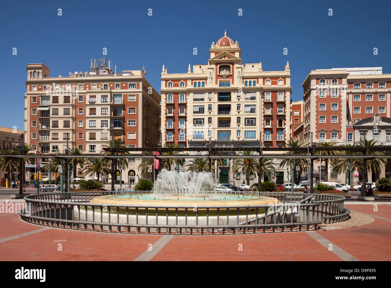 Fountain at the Plaza de la Marina, Málaga, Andalusia, Spain, Europe Stock Photo