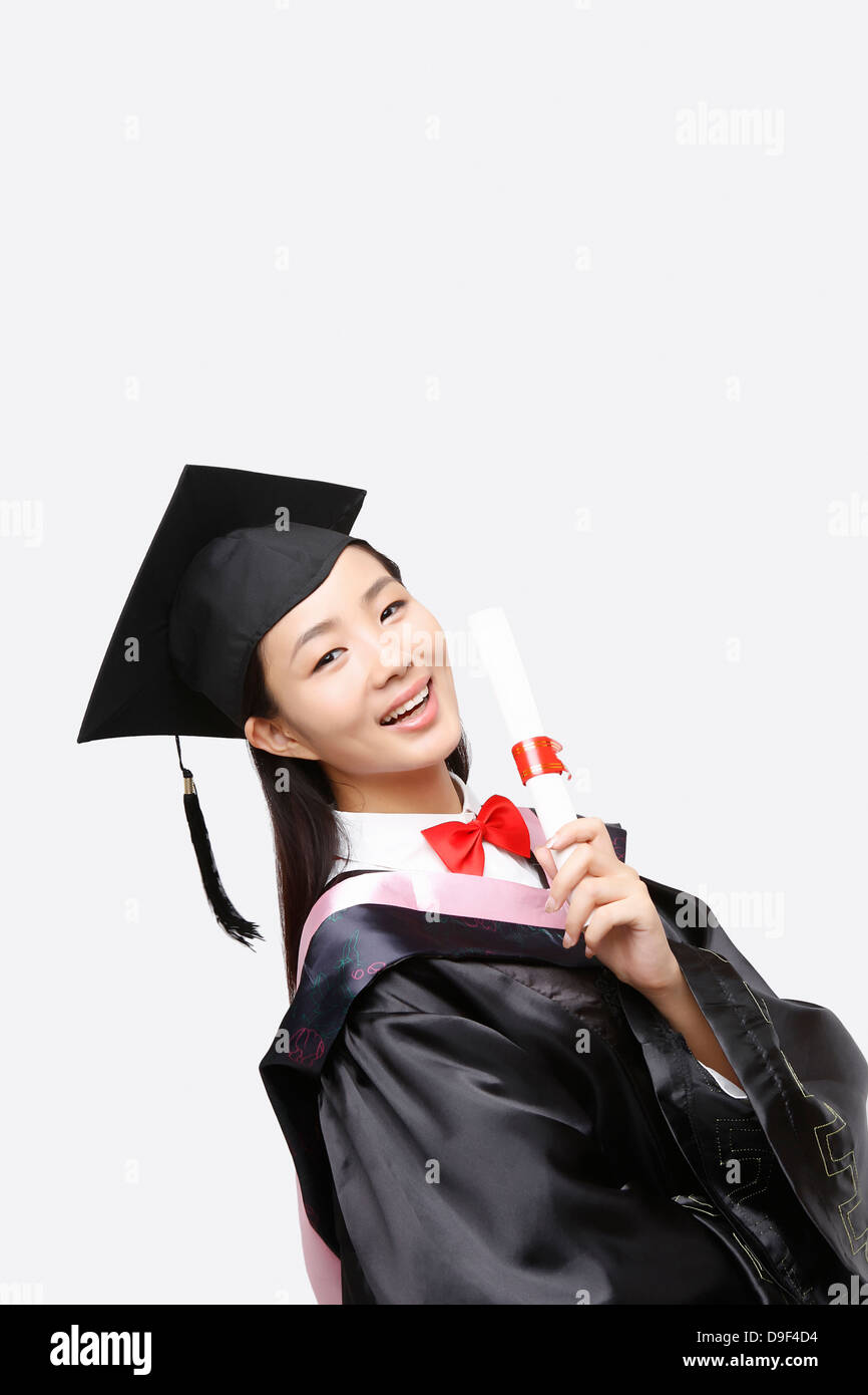 young woman in baccalaureate grown Stock Photo