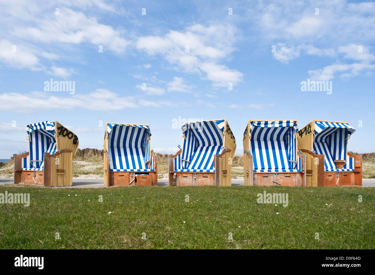 Beach baskets on the Baltic Sea, nice mountain, circle of Pl?n, Schleswig - Holstein, beach California Stock Photo