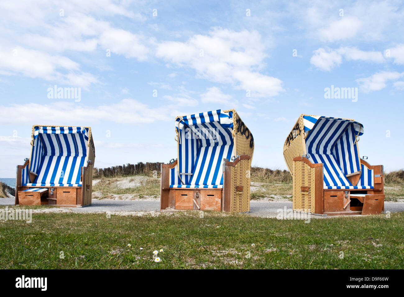 Beach baskets on the Baltic Sea, nice mountain, circle of Pl?n, Schleswig - Holstein, beach California Stock Photo