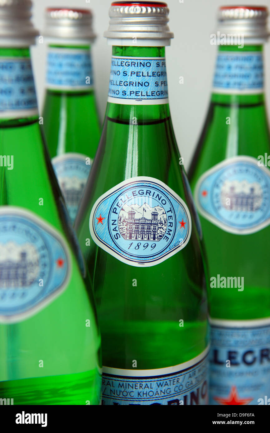 Bottles of San Pellegrino sparkling water Stock Photo
