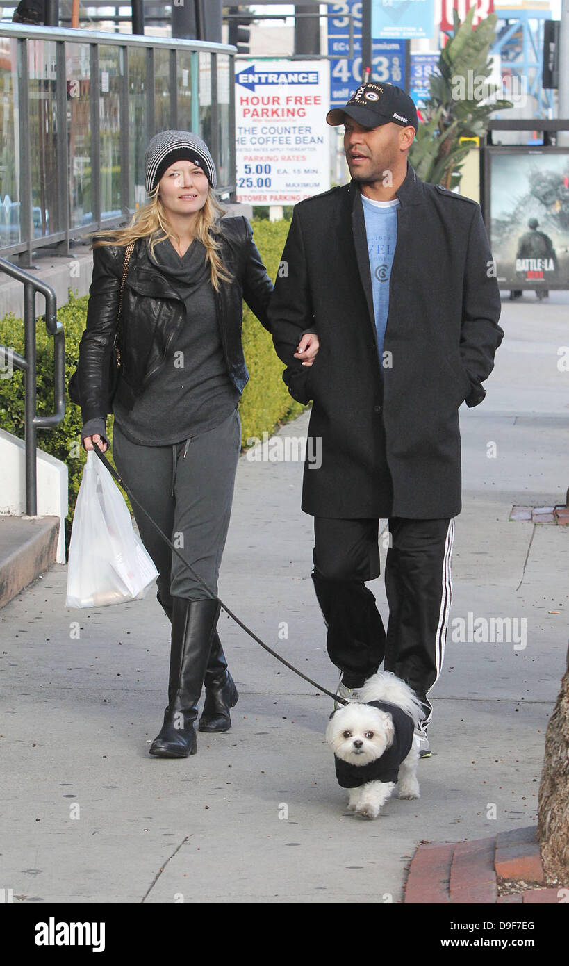Amaury Nolasco and his girlfriend walking their dog West Hollywood West Hollywood, California 26.02.11 Stock Photo