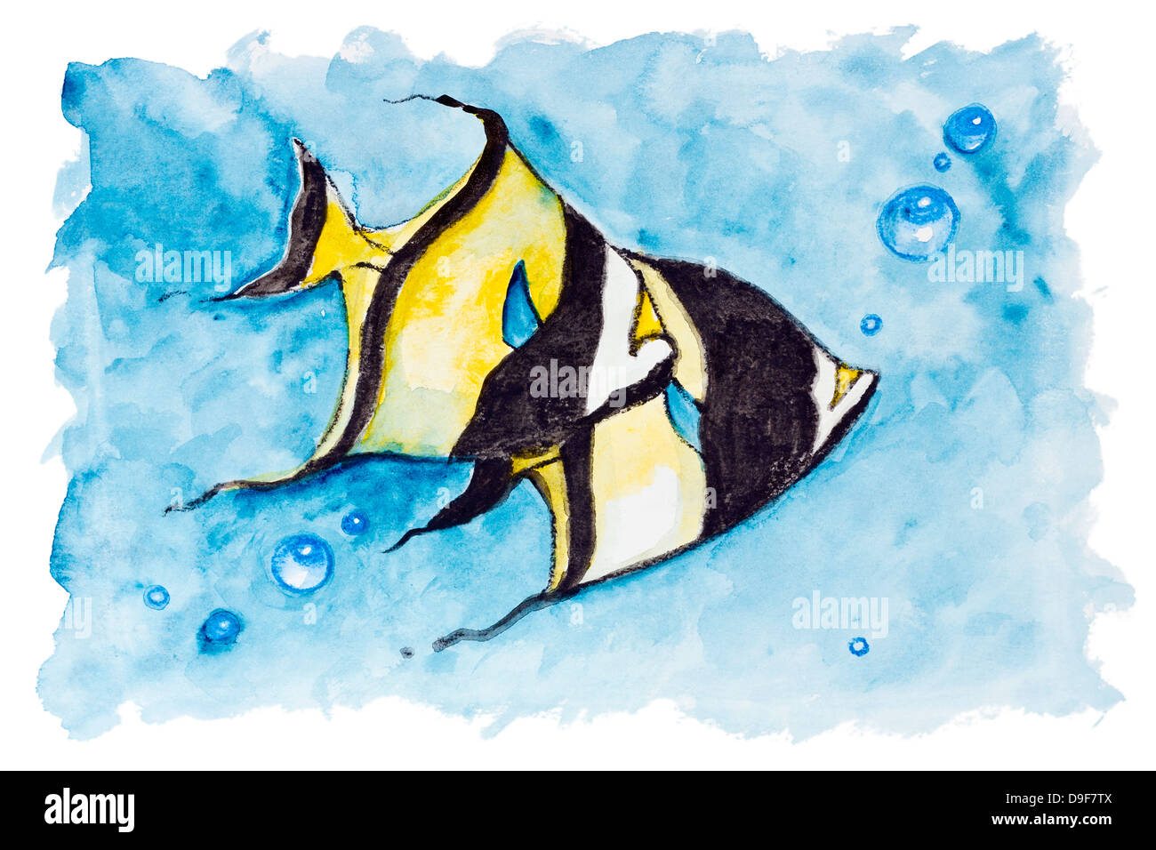 Red Sea Banner Fish Heniochus Intermedius Isolated Handmade