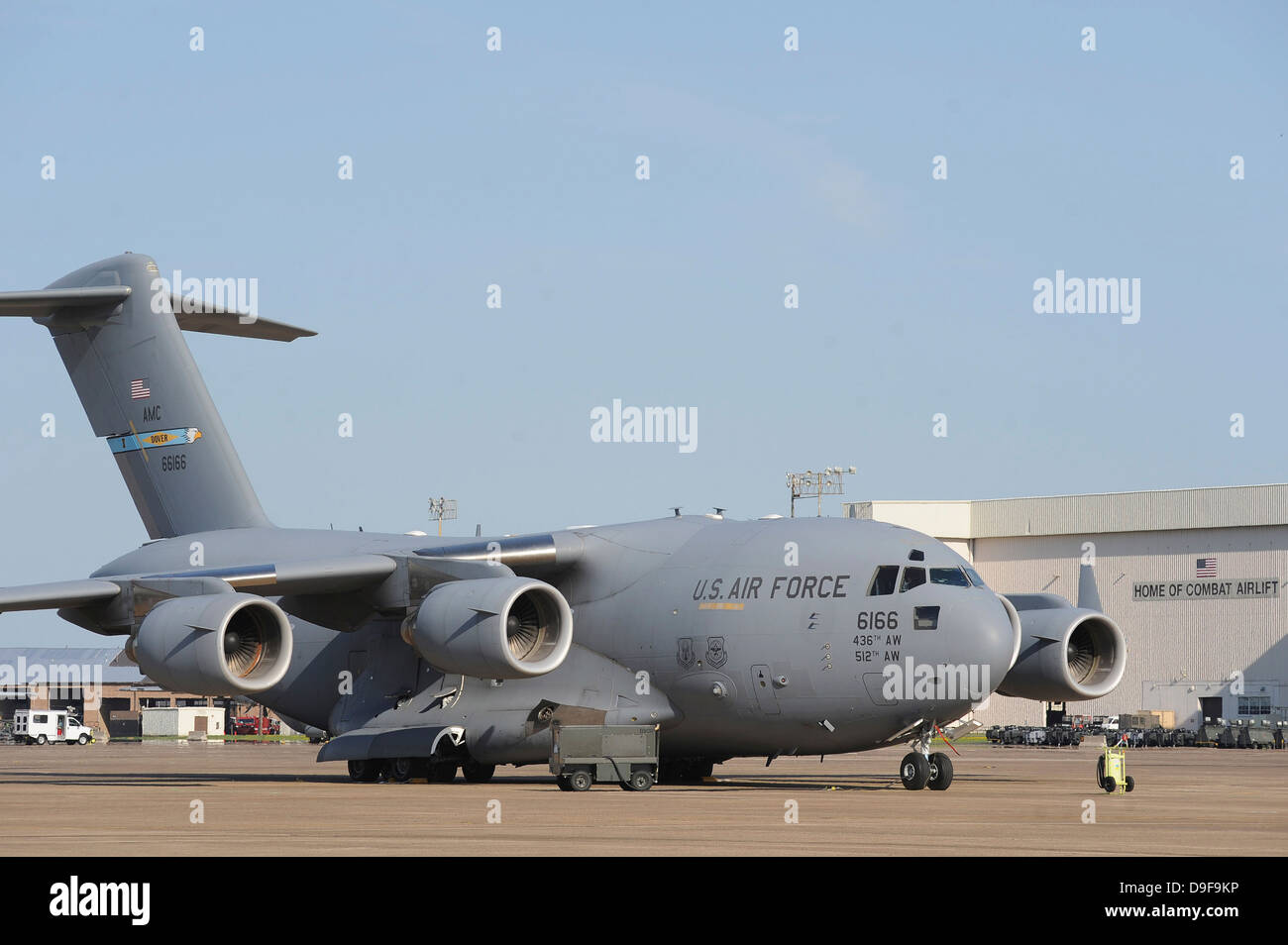 August 27, 2011 - A C-17 Globemaster III is parked on a ramp at Little Rock Air Force Base, Arkansas. Stock Photo