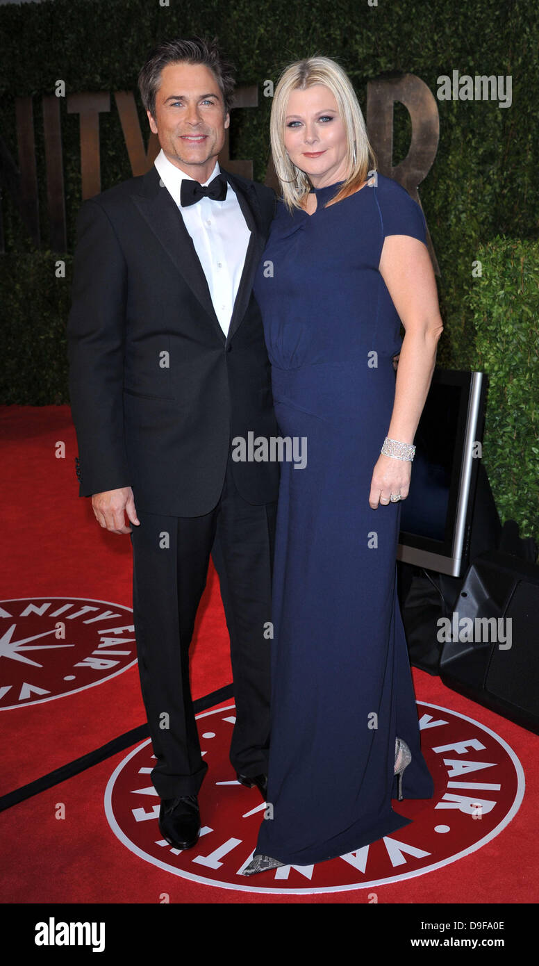 Rob Lowe and Guest 2011 Vanity Fair Oscar Party at Sunset Tower Hotel