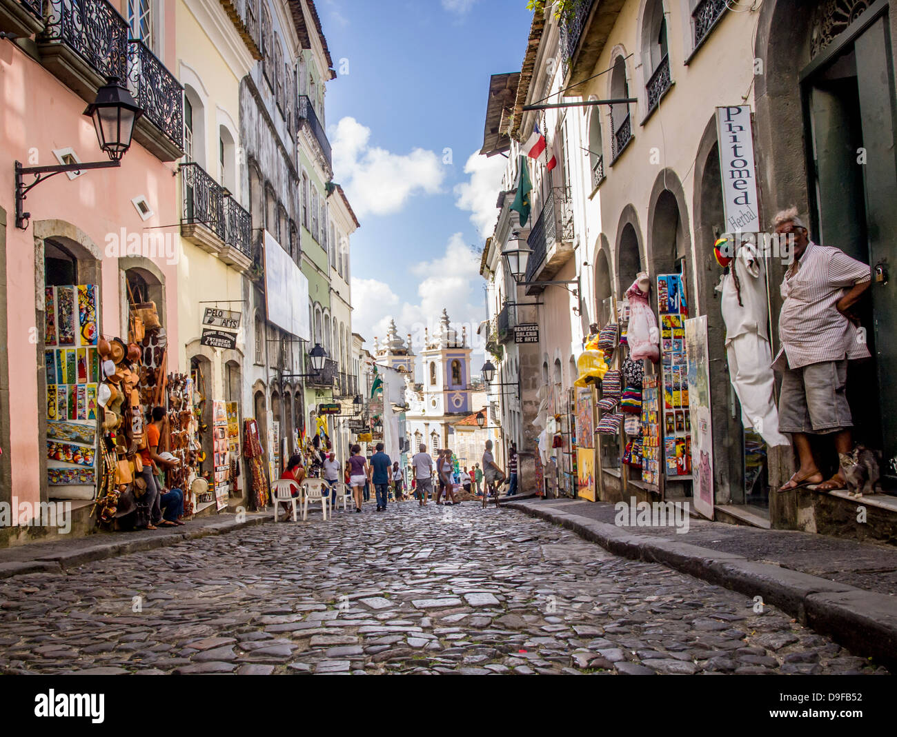Rua das Portas do Carmo in the historical center of Salvador, the capital of Bahia region in Brazil. Stock Photo