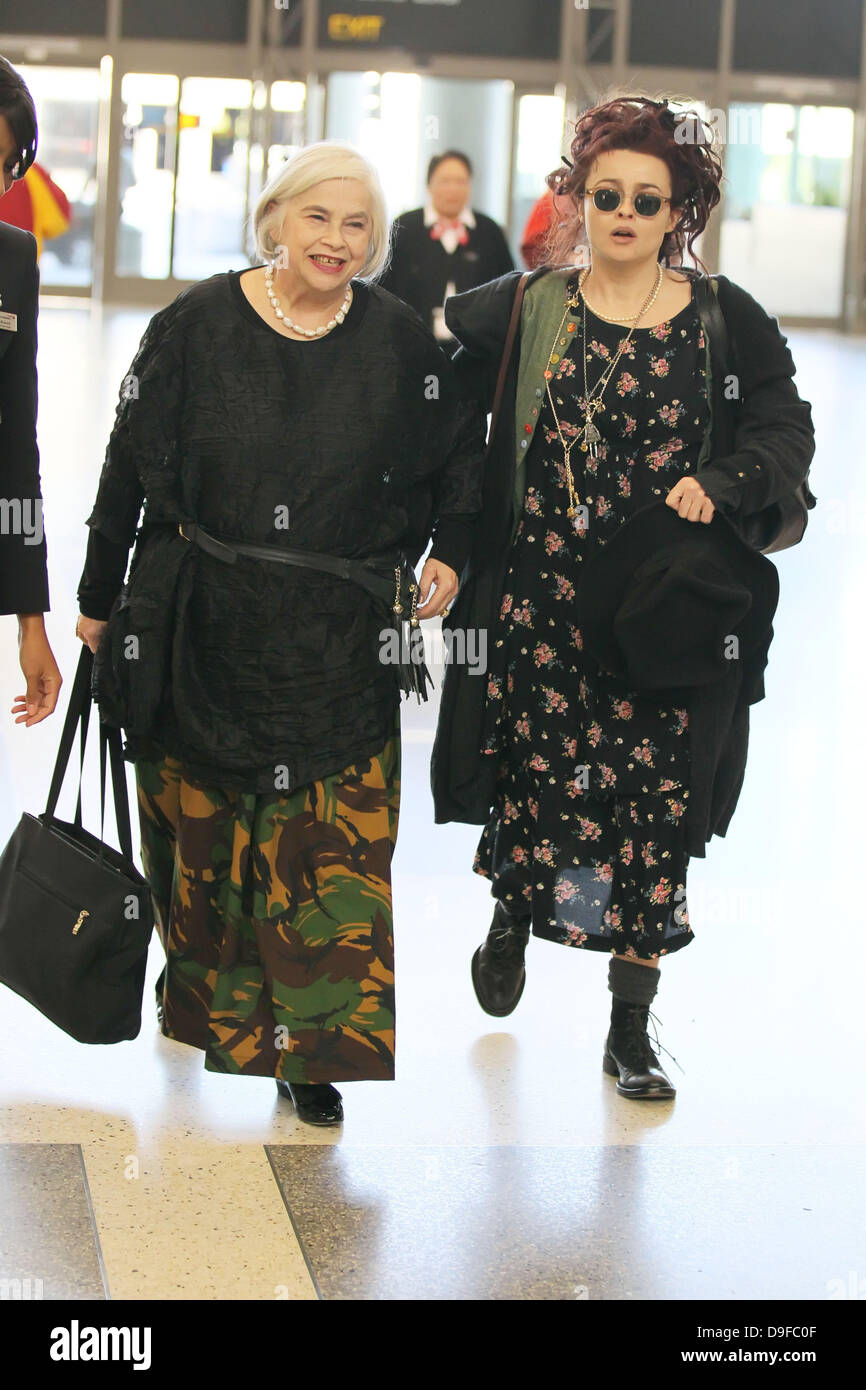 Helena Bonham Carter and her mother, Elena Bonham Carter  Celebrities arrive at LAX to catch departing flights after attending the 83rd Annual Academy Awards (Oscars)  Los Angeles, California - 28.02.11   No Internet Stock Photo