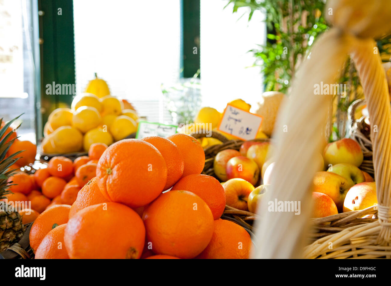 Fruit Baskets in Fruit Shop Stock Photo Alamy