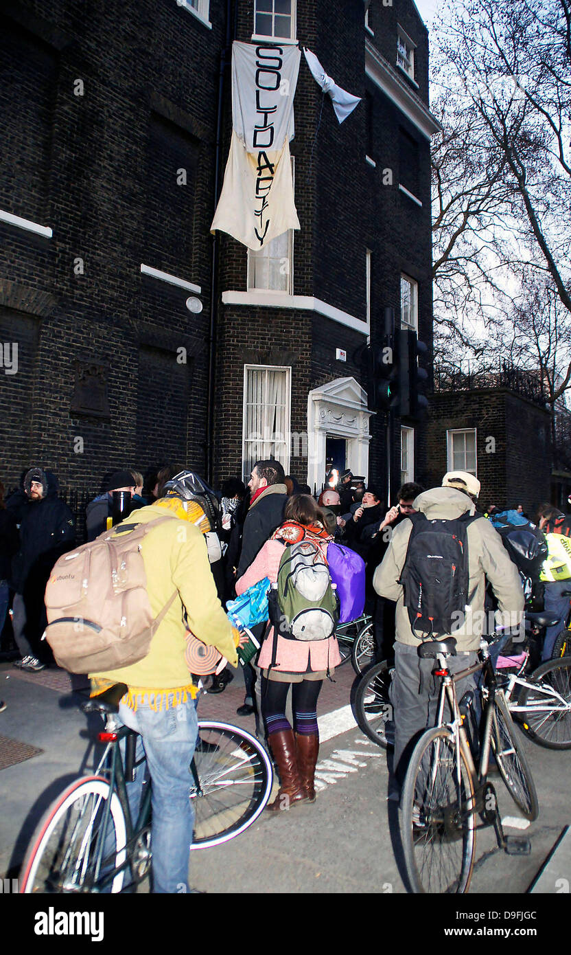 Student protest outside University College London (UCL) building in Gower Street. London England - 03.03.11 Stock Photo