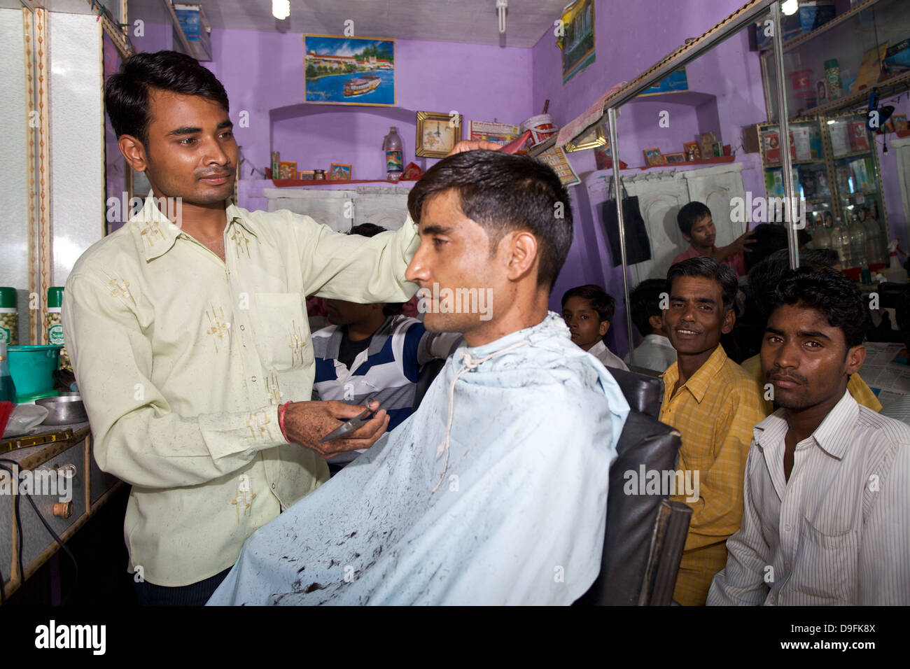 Customers In Local Barber Shop Stock Photo - Download Image Now