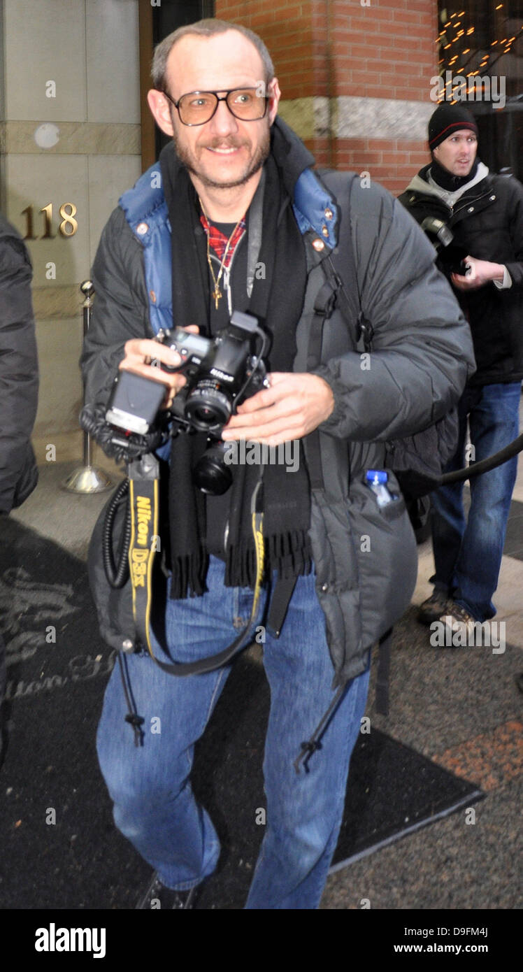 Photographer Terry Richardson outside his hotel taking shots of Lady Gaga's  fans as inspiration for his photo shoot with her the same day (4Mar11)  Toronto, Canada - 04.03.11 Stock Photo - Alamy