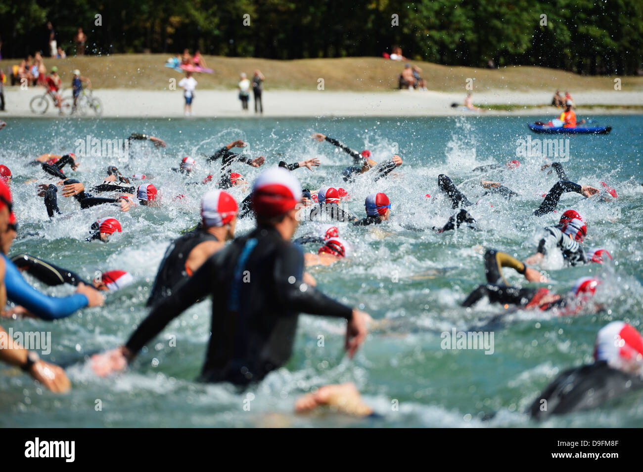 Swimmers, Passy Triathlon, Passy, Haute-Savoie, French Alps, France Stock Photo