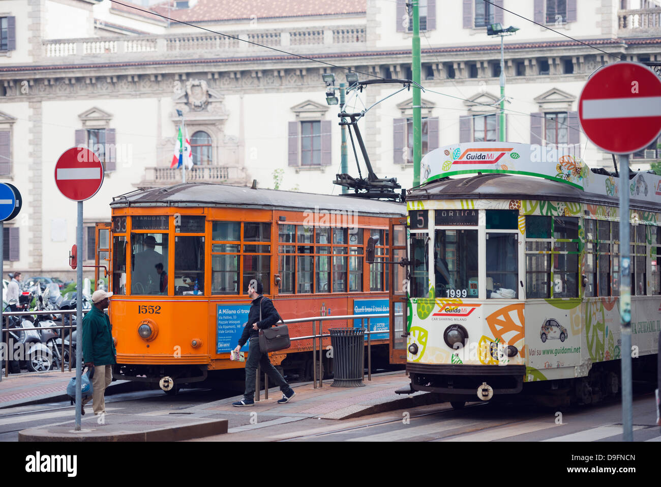 City tram, Milan, Lombardy, Italy Stock Photo