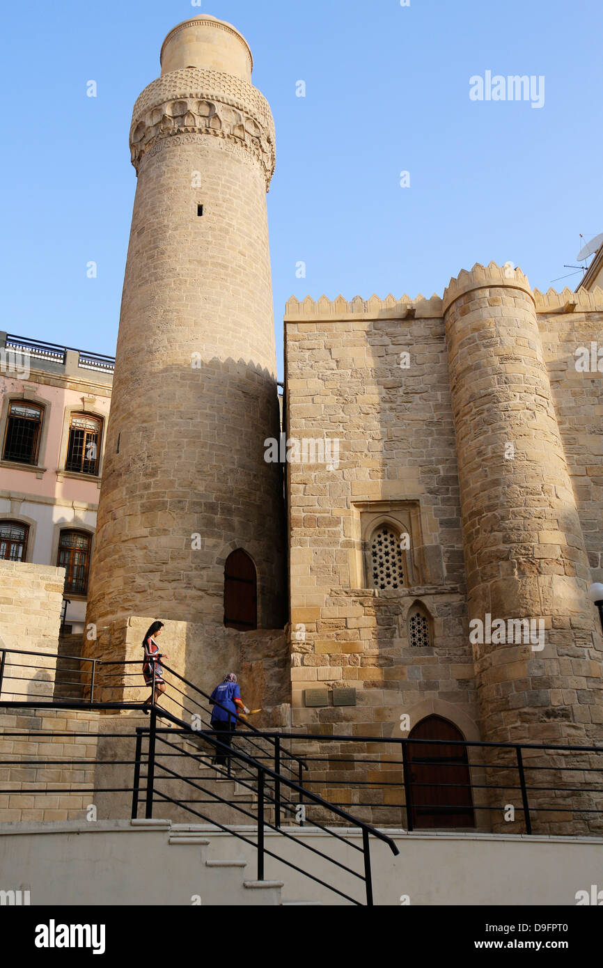 Mohammed mosque and minaret in Baku's old city, UNESCO World Heritage Site, Baku, Azerbaijan, Central Asia Stock Photo