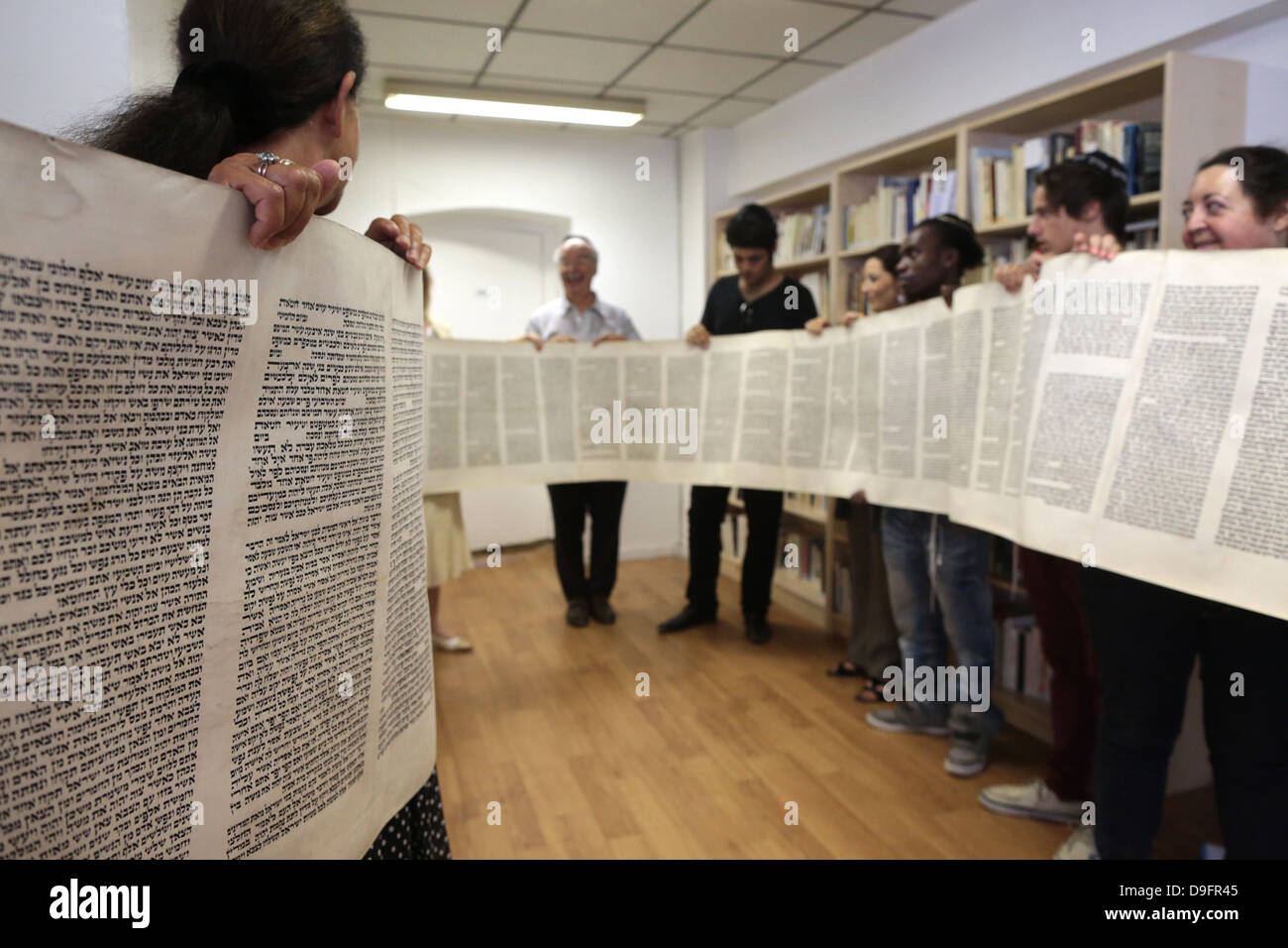 Launch of a new Torah in a synagogue, Paris, France Stock Photo