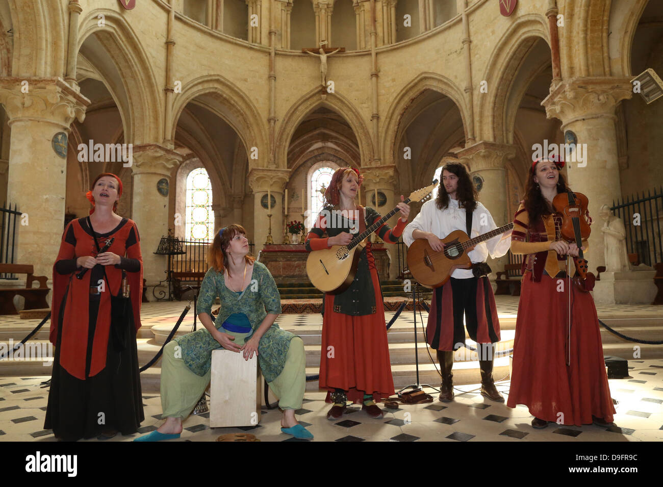 Medieval music, the medieval festival of Provins, UNESCO World Heritage Site, Seine-et-Marne, Ile-de-France, France Stock Photo