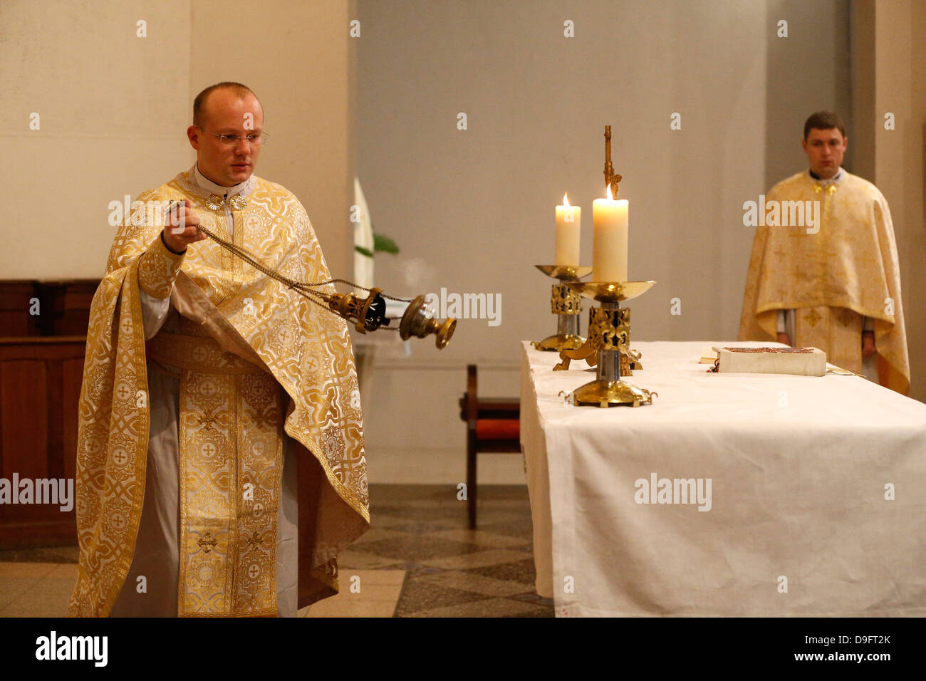 Orthodox Mass, St. Jean Chrysotome liturgy, Villemomble, Seine-St. Denis, France Stock Photo