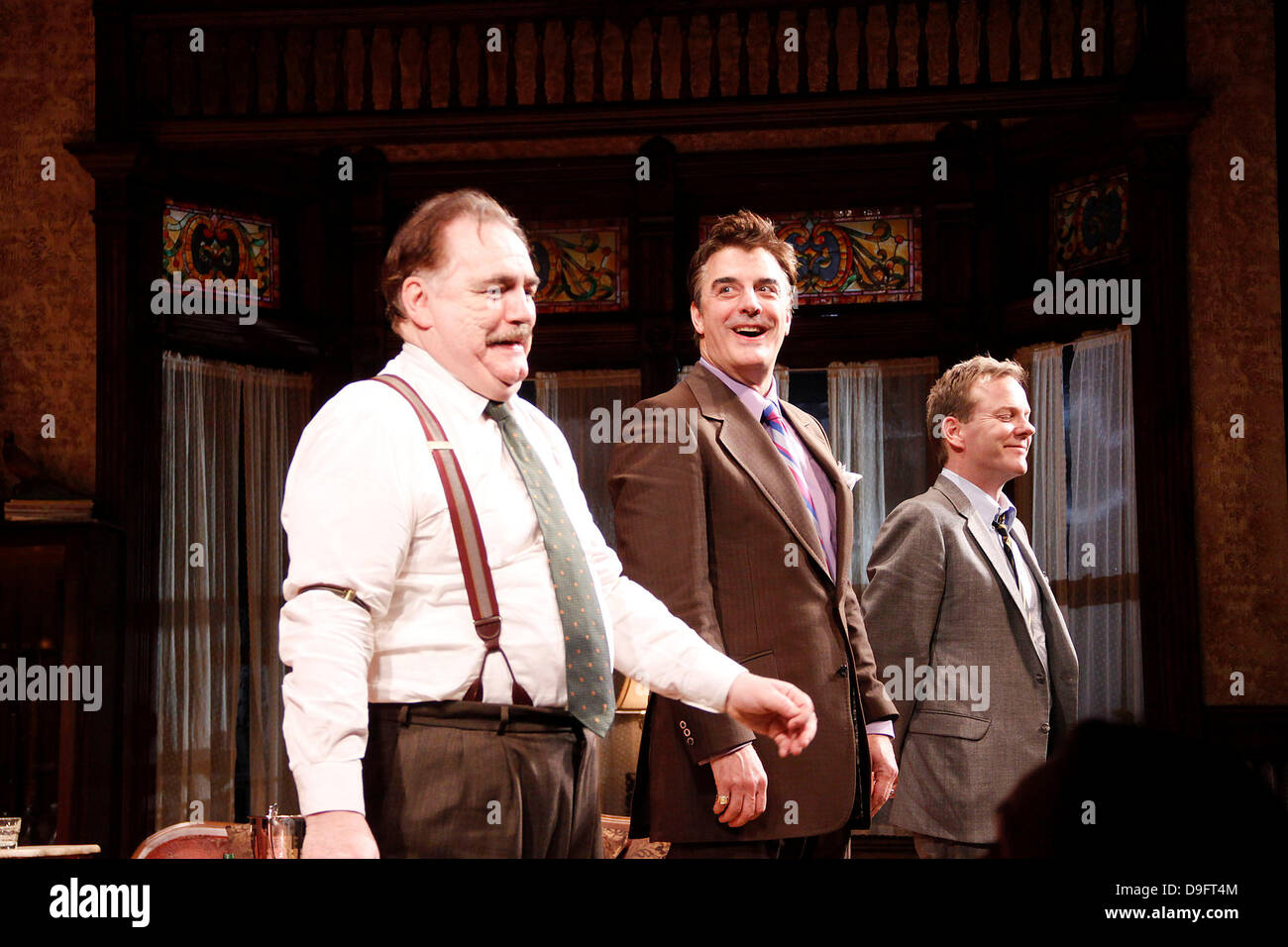 Brian Cox, Chris Noth and Kiefer Sutherland Opening night of the Broadway production of 'That Championship Season' at the Bernard B. Jacobs Theatre - Curtain Call. New York City, USA - 06.03.11 Stock Photo