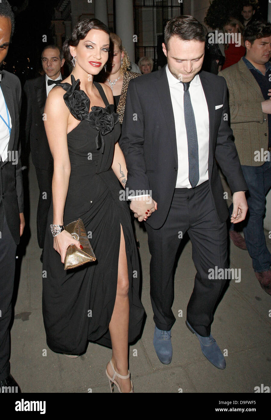 Sarah Harding and Tom Crane arriving at the Brompton Club to celebrate ...
