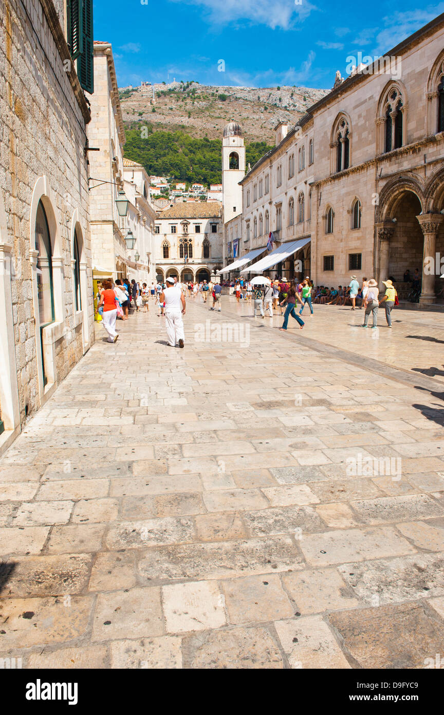 Dubrovnik Old Town, City Bell Tower, UNESCO World Heritage Site, Dubrovnik, Dalmatia, Croatia Stock Photo